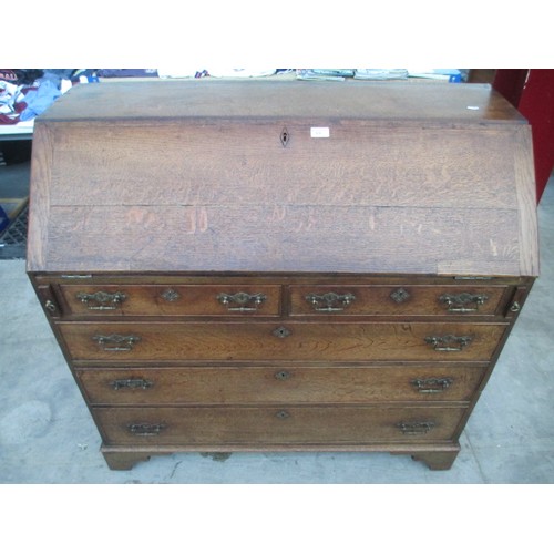 639 - Vintage oak five drawer bureau