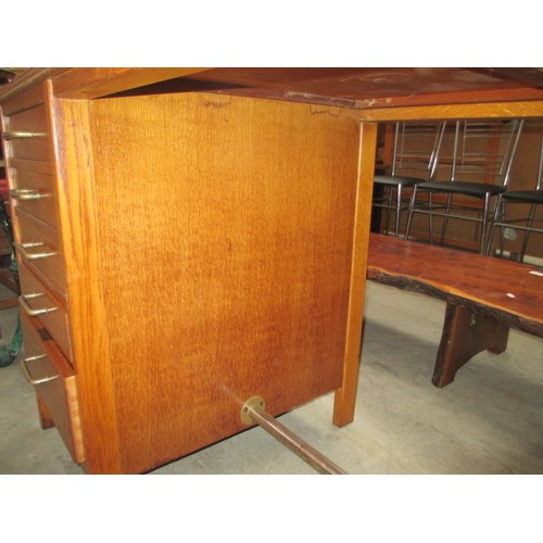 614 - A vintage 5 drawer teacher's/office desk