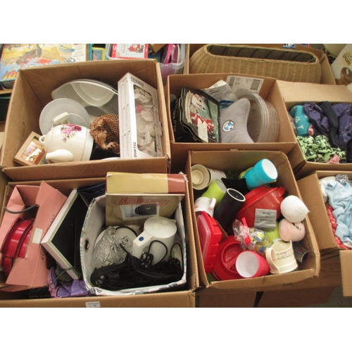 66 - Four boxes inc poker set, teapot, doughnut maker, plastic food storage tubs, etc