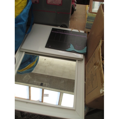 71 - Lot inc mirror, two white boards and blackboard