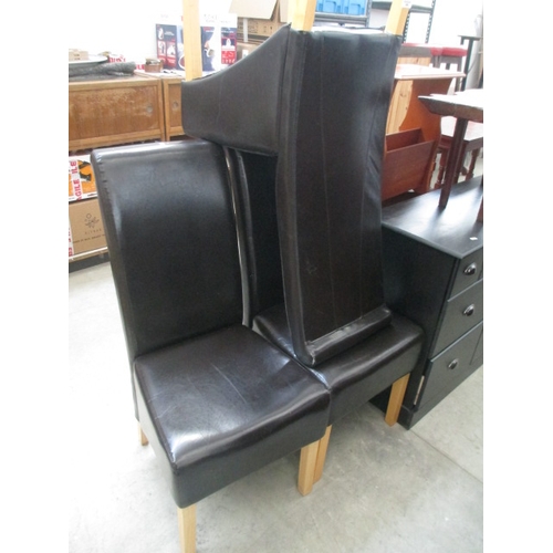 668 - A set of 3 x high backed faux leather dining chairs