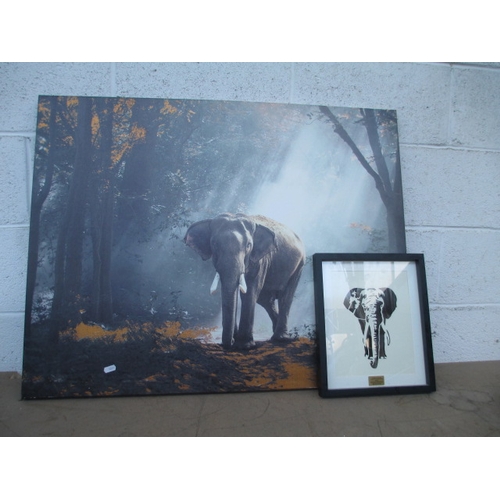 42 - Elephant canvas print and framed picture