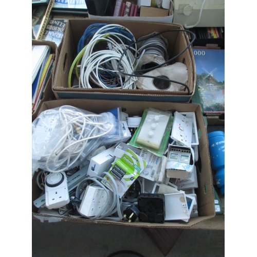 75 - Two boxes inc electrical cables, plug sockets, smoke alarm, etc