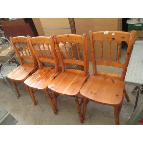 604 - A set of 4 x vintage pine kitchen chairs