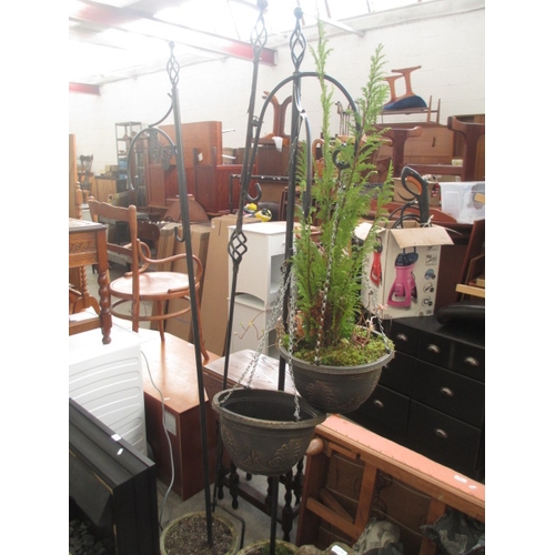 611 - A pair of potted garden plant hangers