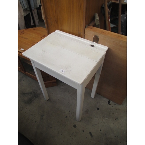 633 - A small painted vintage lift top school desk