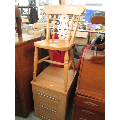 640 - A vintage kitchen chair and a small 3 drawer chest