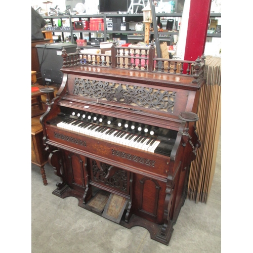 644 - A large antique mahogany cased pump organ by John W. Reed of London - as found