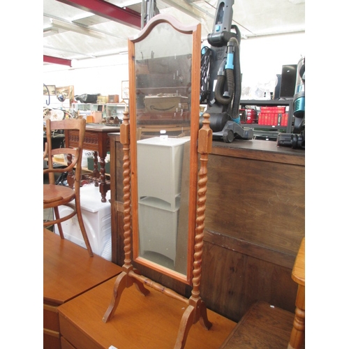 647 - A tilting pine twist framed Cheval mirror