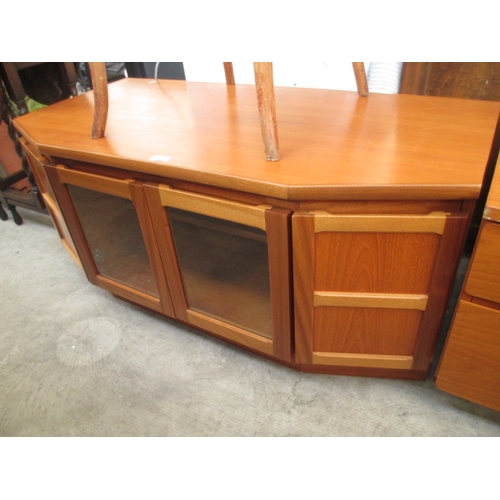 650 - A retro NATHAN glazed base unit TV stand cabinet