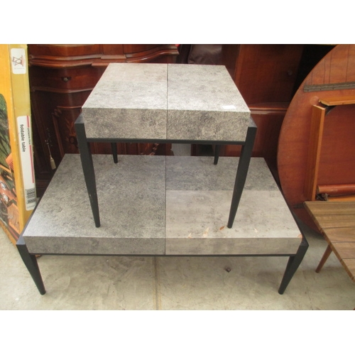 664 - A wooden stone effect coffee table and side table