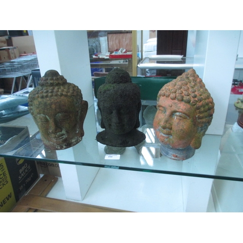 250 - Three terracotta buddha heads