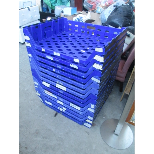 260 - Fourteen plastic stacking crates