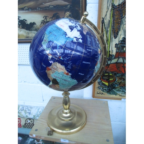 448 - Large stone globe on brass base, 24