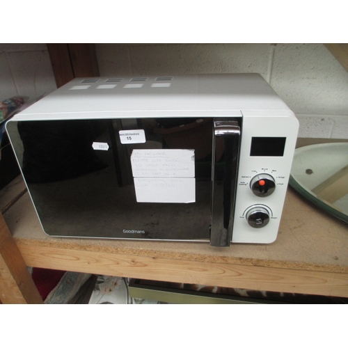 15 - Goodmans 700W microwave, powers up