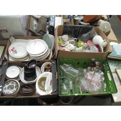 63 - Four boxes inc crockery, glassware, china, etc