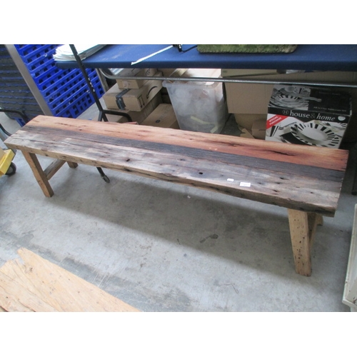 683 - A 6ft wide rustic style timber bench seat