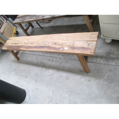 684 - A 6ft wide rustic style timber bench seat