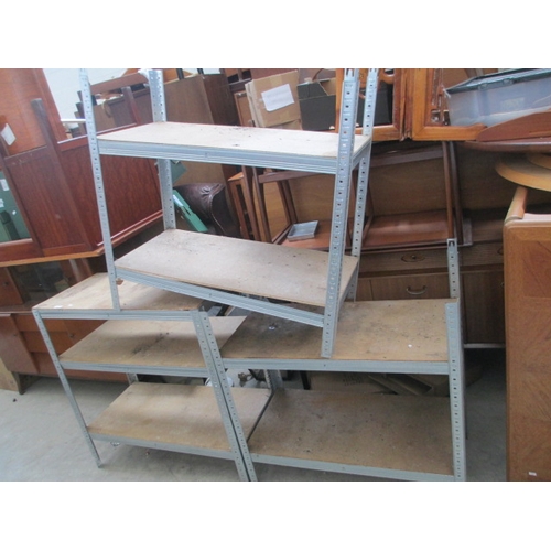 668 - 3 x metal framed stacking shelf sections