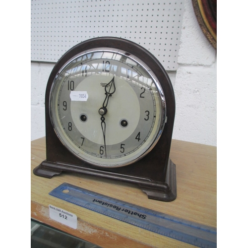 512 - Vintage Smiths Enfield clock with key and pendulum