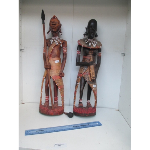 430 - Pair of carved wooden figurines