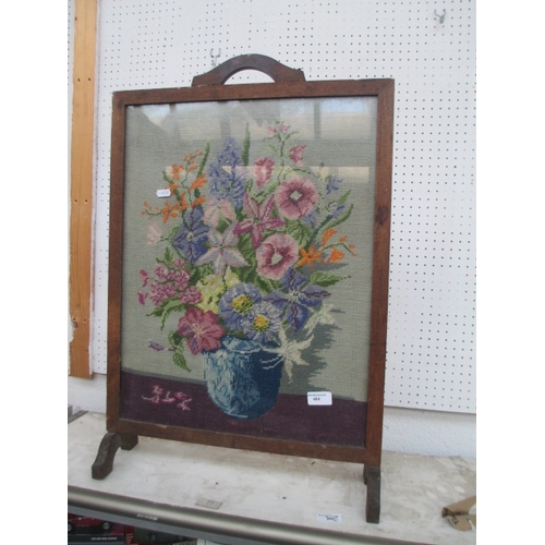 484 - Vintage fire screen with tapestry