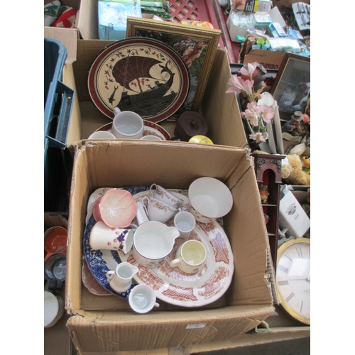 62 - Two boxes inc collectable pottery, tapestry, china, etc