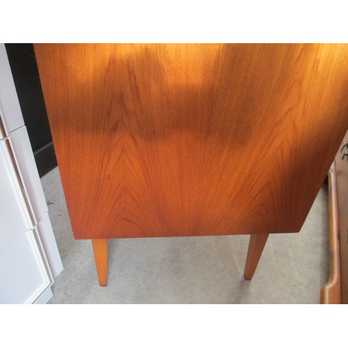 694 - A retro teak roll top bureau with 3 drawer base