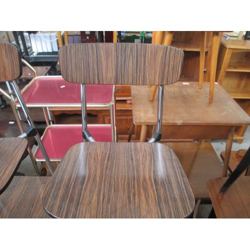 696 - A retro chromed frame dining/breakfast table and 3 x chairs