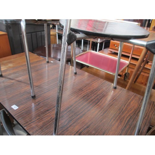 696 - A retro chromed frame dining/breakfast table and 3 x chairs