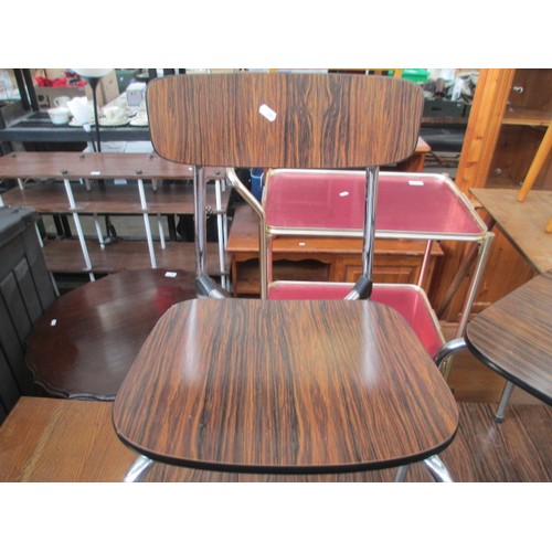 696 - A retro chromed frame dining/breakfast table and 3 x chairs