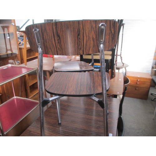 696 - A retro chromed frame dining/breakfast table and 3 x chairs