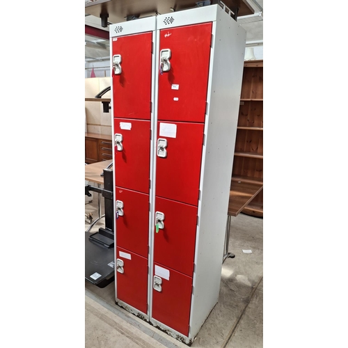 A bank of 8 x metal lockers