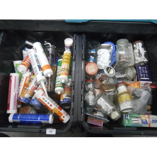 Two boxes inc tools, hardware, maintenance items, etc