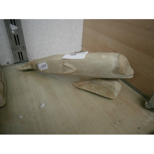 105 - Carved bone whale ornament