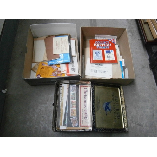 106 - Three boxes inc stamps and stamp related items
