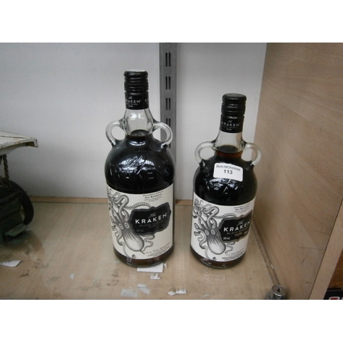 113 - Unopened 1L and 70cl bottles of Kraken Rum