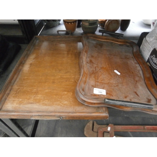 246 - Two vintage wooden serving trays