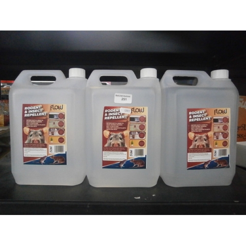251 - Three 5l bottles of Rodent and Insect repellent