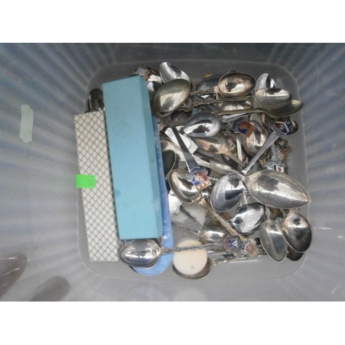 279 - Tub of souvenir spoons