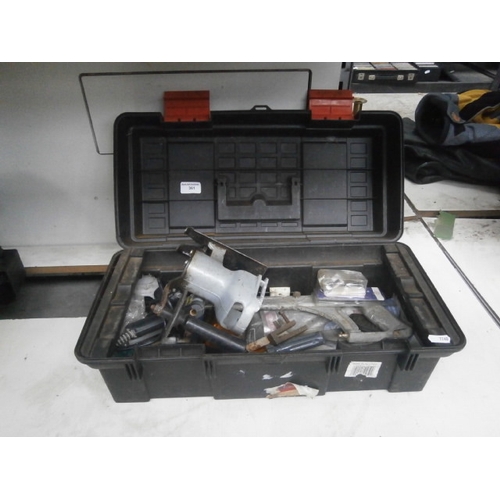 361 - A plastic toolbox with some tools