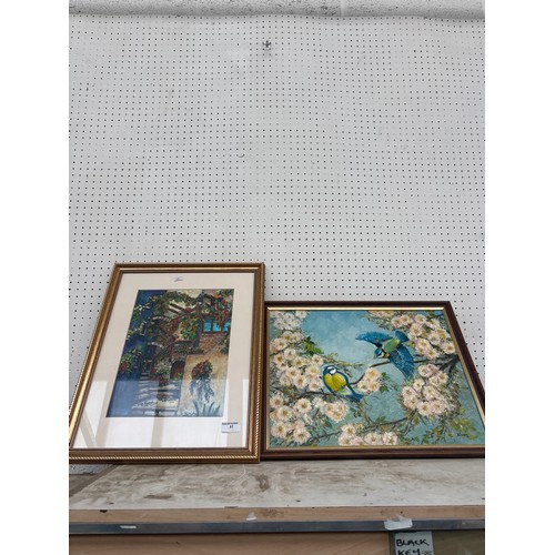 87 - Oil on board bird painting and framed print