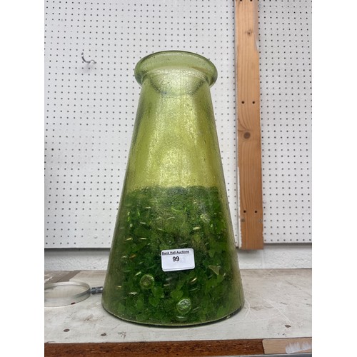 99 - Decorative green glass vase