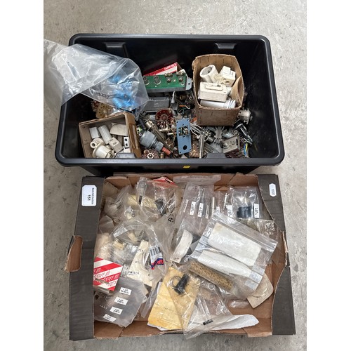 Two boxes of assorted electrical bits