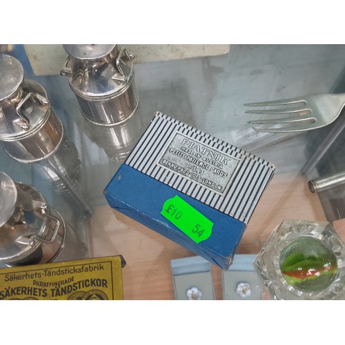 56 - Lot inc Salt & Pepper pots, compass, first aid book, marble, etc