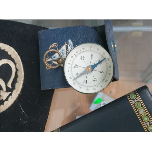 56 - Lot inc Salt & Pepper pots, compass, first aid book, marble, etc