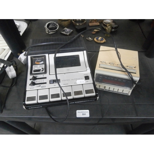 Bush radio alarm clock and Grundig Stereo Automatic
