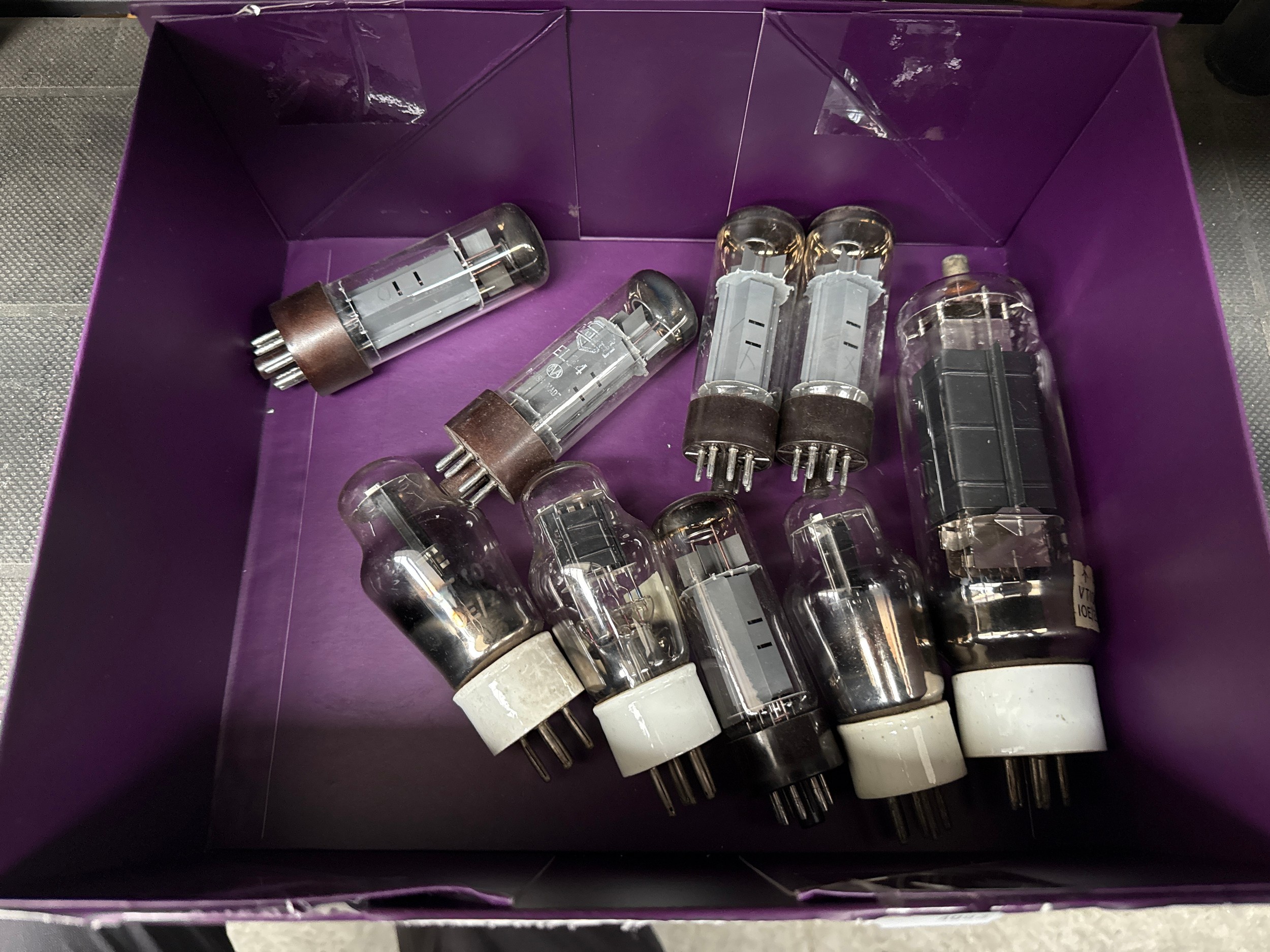 Box of old transistor valves