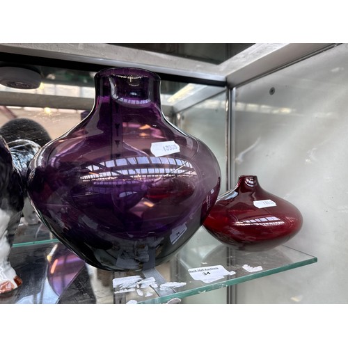 34 - Small and large coloured vases