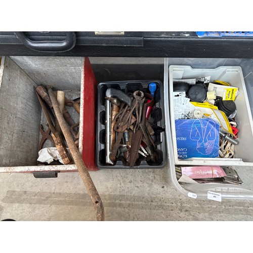 41 - Three boxes inc tools and hardware